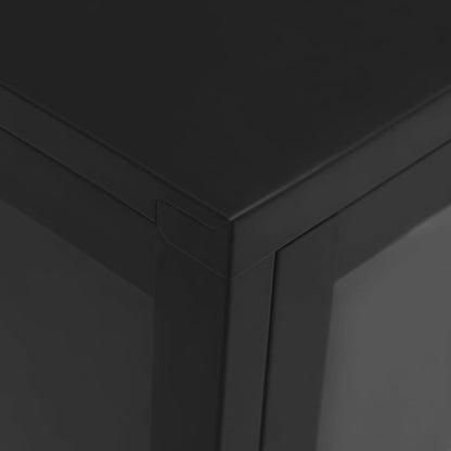 Příborník Černý 105 X 35 X 70 Cm Ocel A Sklo