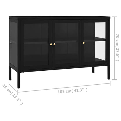 Příborník Černý 105 X 35 X 70 Cm Ocel A Sklo