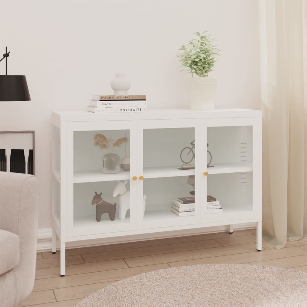 Příborník Černý 105 X 35 X 70 Cm Ocel A Sklo