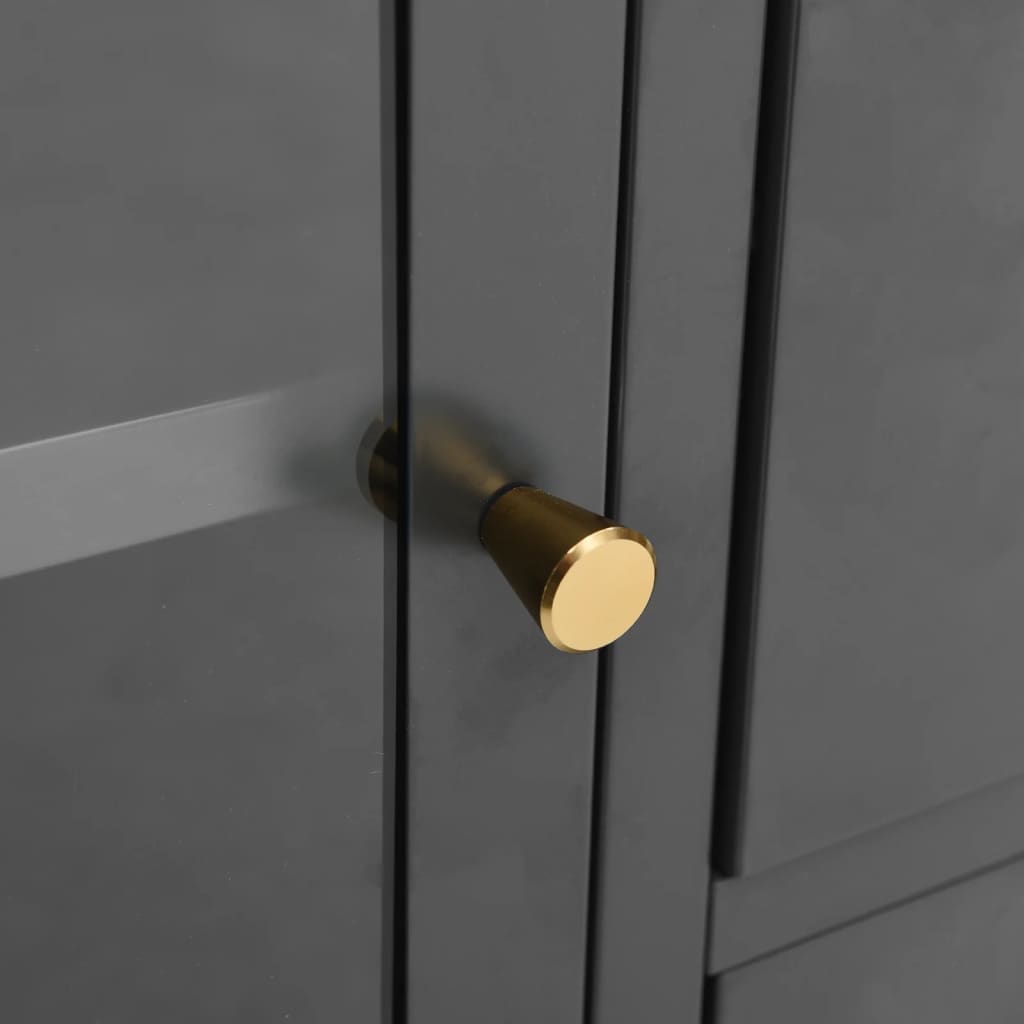 Příborník Antracitový 105 X 35 X 70 Cm Ocel A Tvrzené Sklo