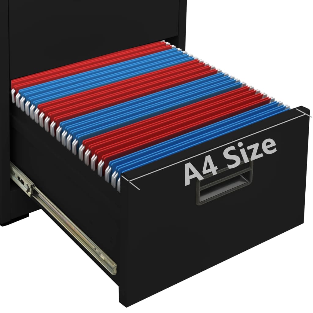 Kancelářská Skříň Černá 46 X 62 X 72,5 Cm Ocel