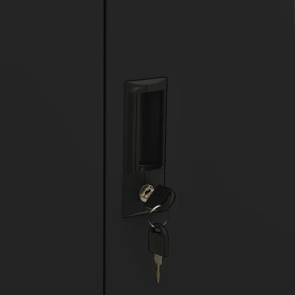 Kancelářská Skříň Černá 90 X 40 X 102 Cm Ocel