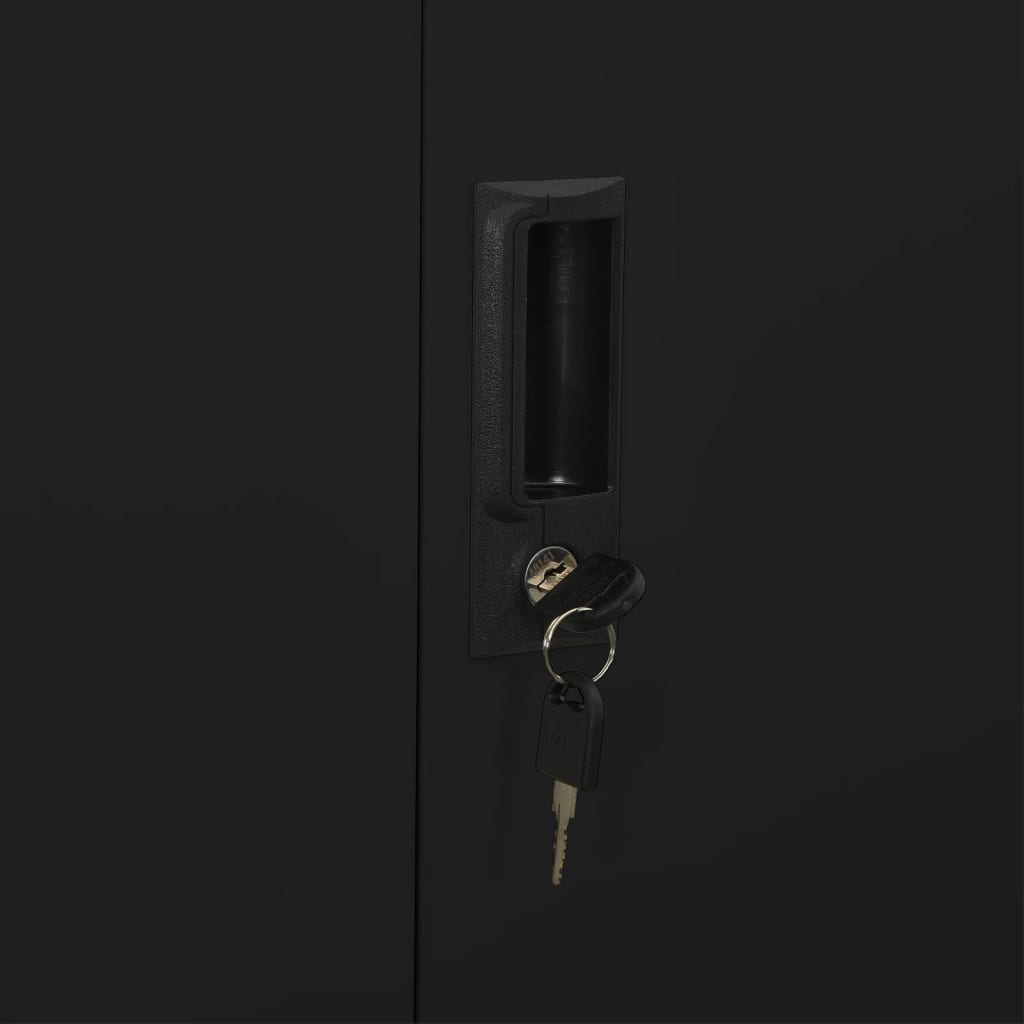 Kancelářská Skříň Černá 90 X 40 X 180 Cm Ocel