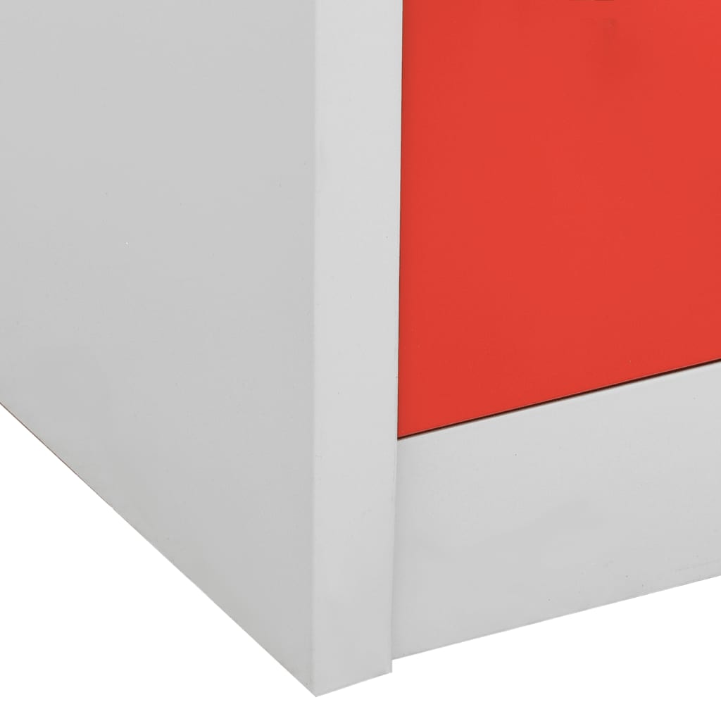 Uzamykatelná Skříň 90 X 45 X 92,5 Cm Ocel Světle Šedá A Červená