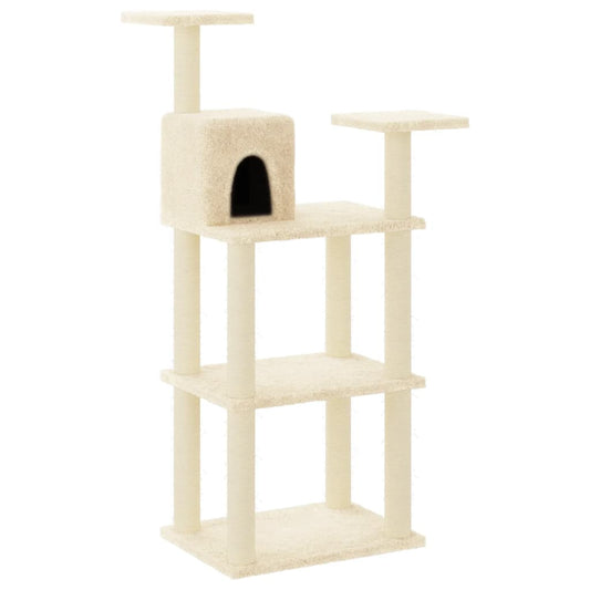 Škrabadlo Pro Kočky Se Sisalovými Sloupky Krémové 118,5 Cm