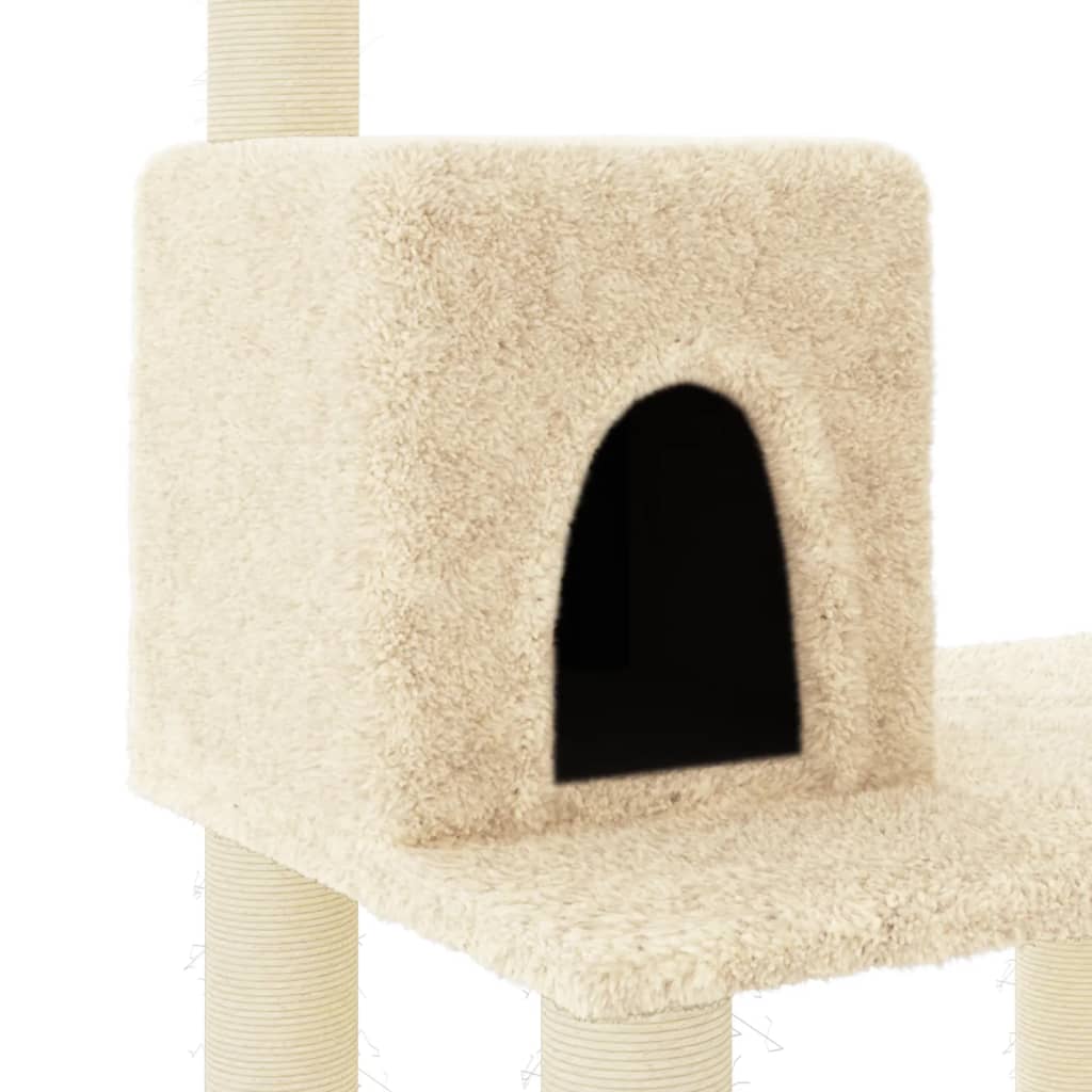 Škrabadlo Pro Kočky Se Sisalovými Sloupky Krémové 118,5 Cm