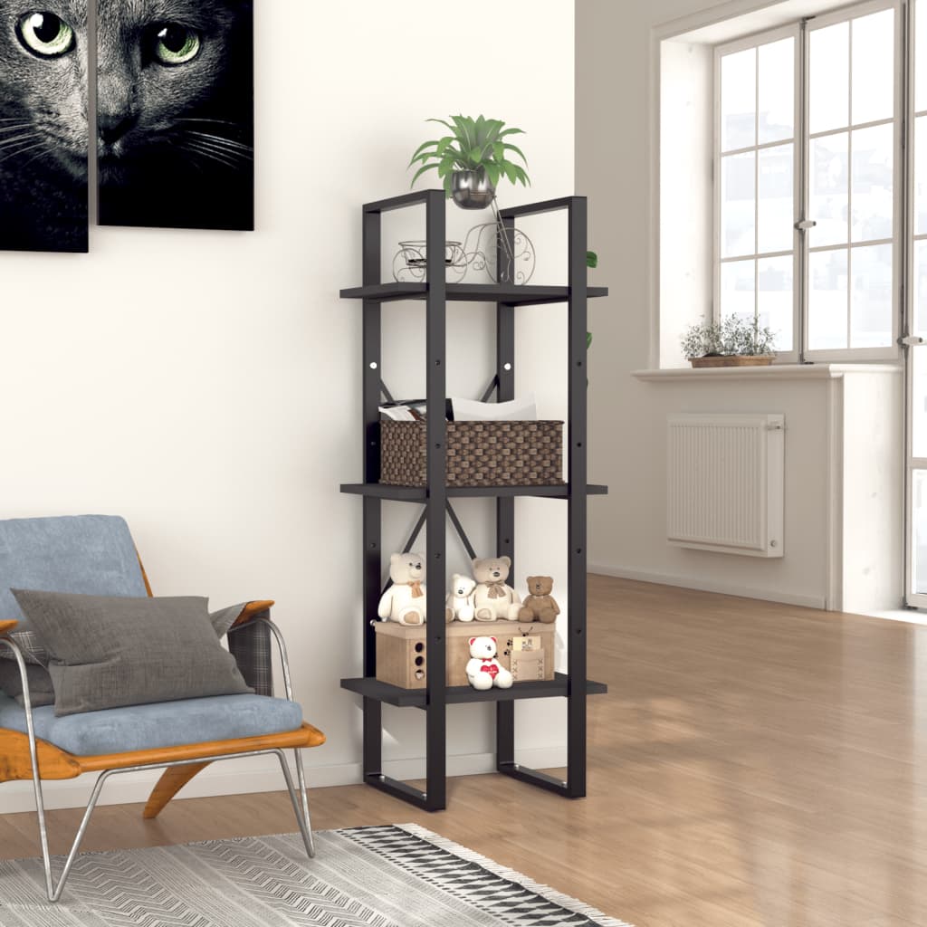 Vysoký Regál Šedý 40 X 30 X Masivní Borové Šedá
