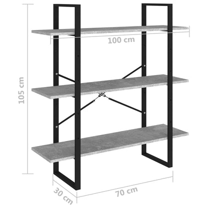 Knihovna Betonově Šedá 100 X 30 X Betonová Šedá