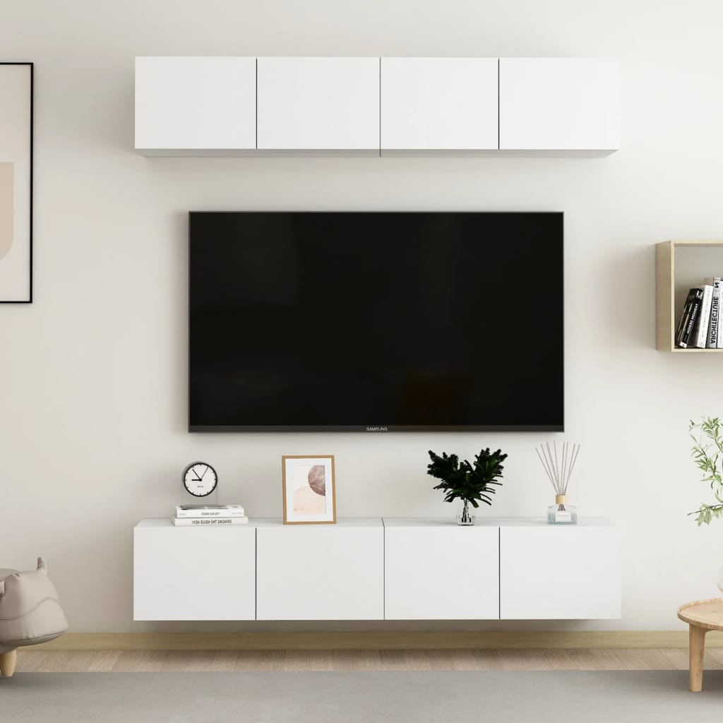 Tv Skříňky 4 Ks Betonově Šedé 60 X 30 X 30 Cm Kompozitní Dřevo
