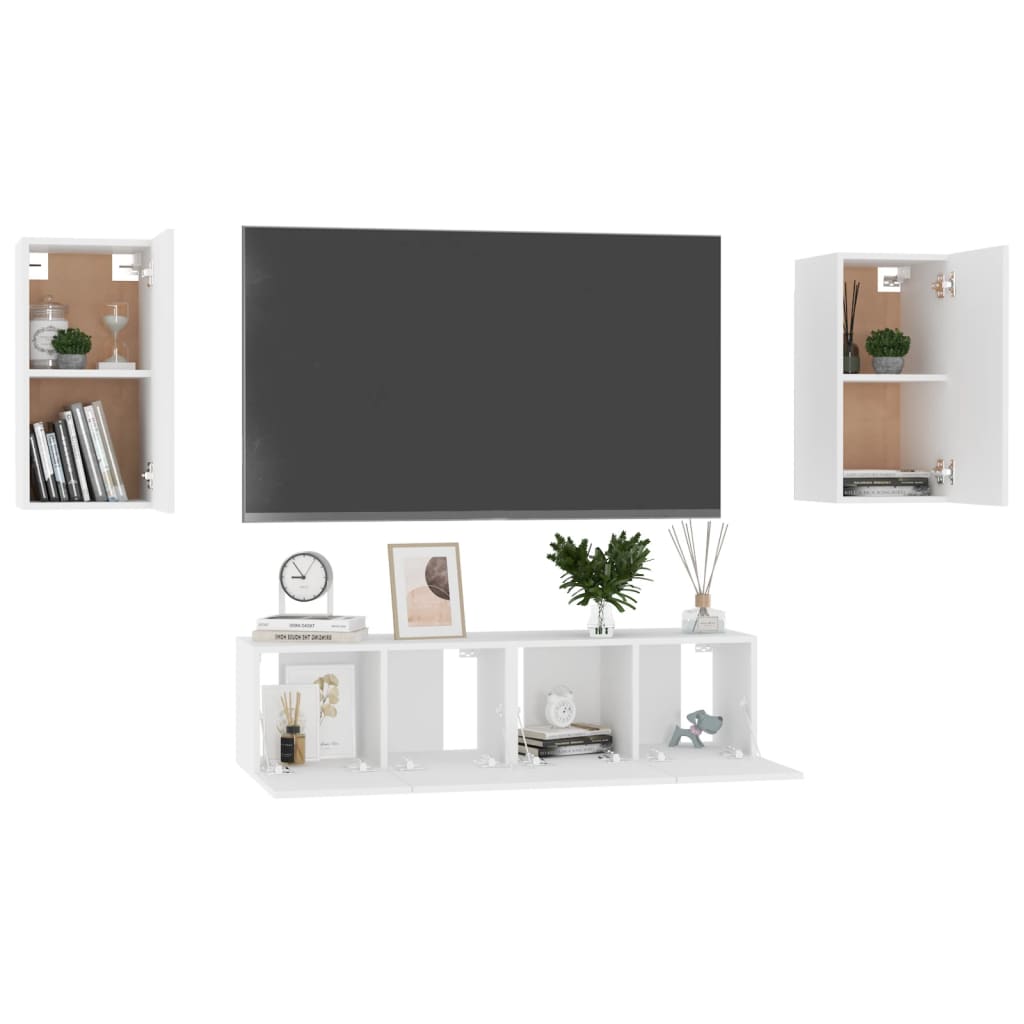 4Dílný Set Tv Skříněk Bílý Kompozitní Dřevo