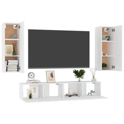 4Dílný Set Tv Skříněk Bílý Kompozitní Dřevo