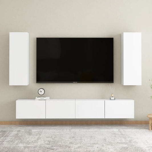 4Dílný Set Tv Skříněk Bílý Kompozitní Dřevo
