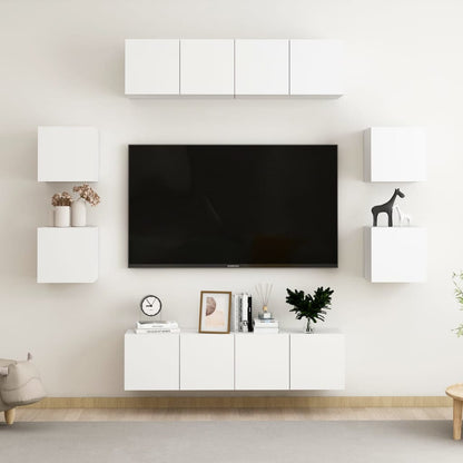 8Dílný Set Tv Skříněk Bílý Dřevotříska