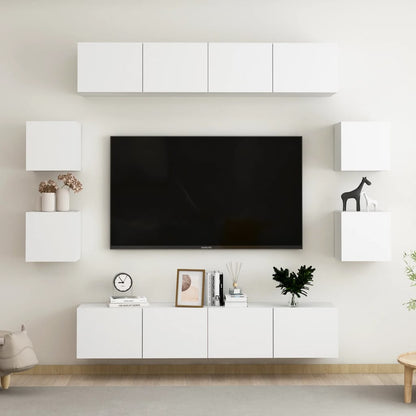 8Dílný Set Tv Skříněk Bílý Dřevotříska