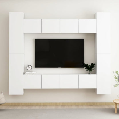 8Dílný Set Tv Skříněk Bílý Kompozitní Dřevo