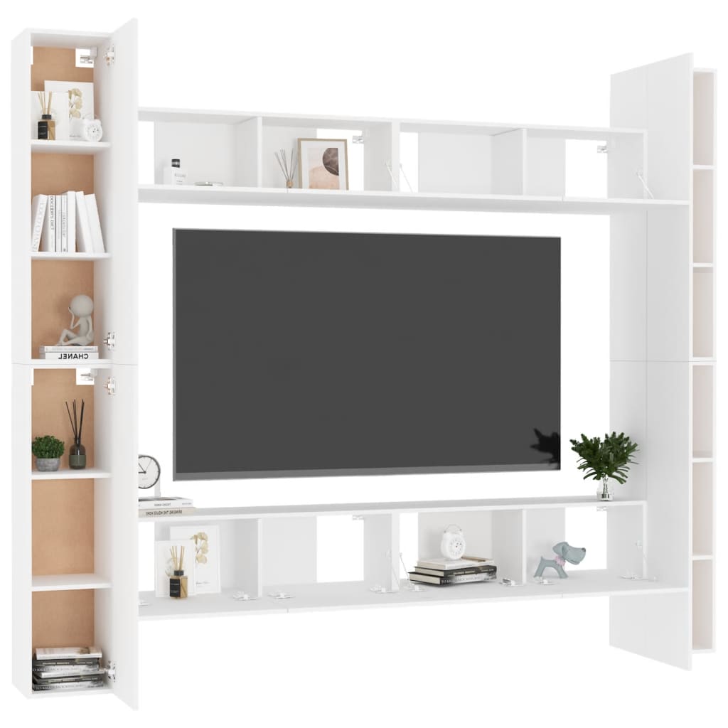8Dílný Set Tv Skříněk Bílý Kompozitní Dřevo