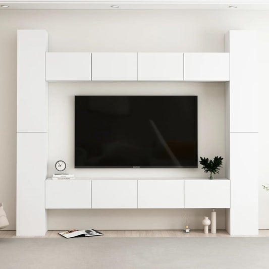 8Dílný Set Tv Skříněk Bílý Kompozitní Dřevo