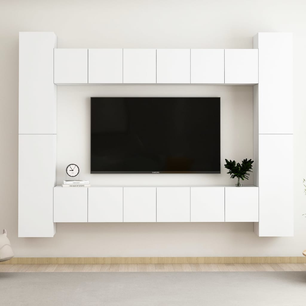 8Dílný Set Tv Skříněk Bílý Kompozitní Dřevo