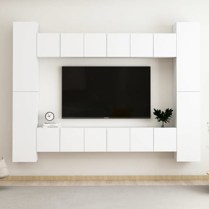 8Dílný Set Tv Skříněk Bílý Kompozitní Dřevo