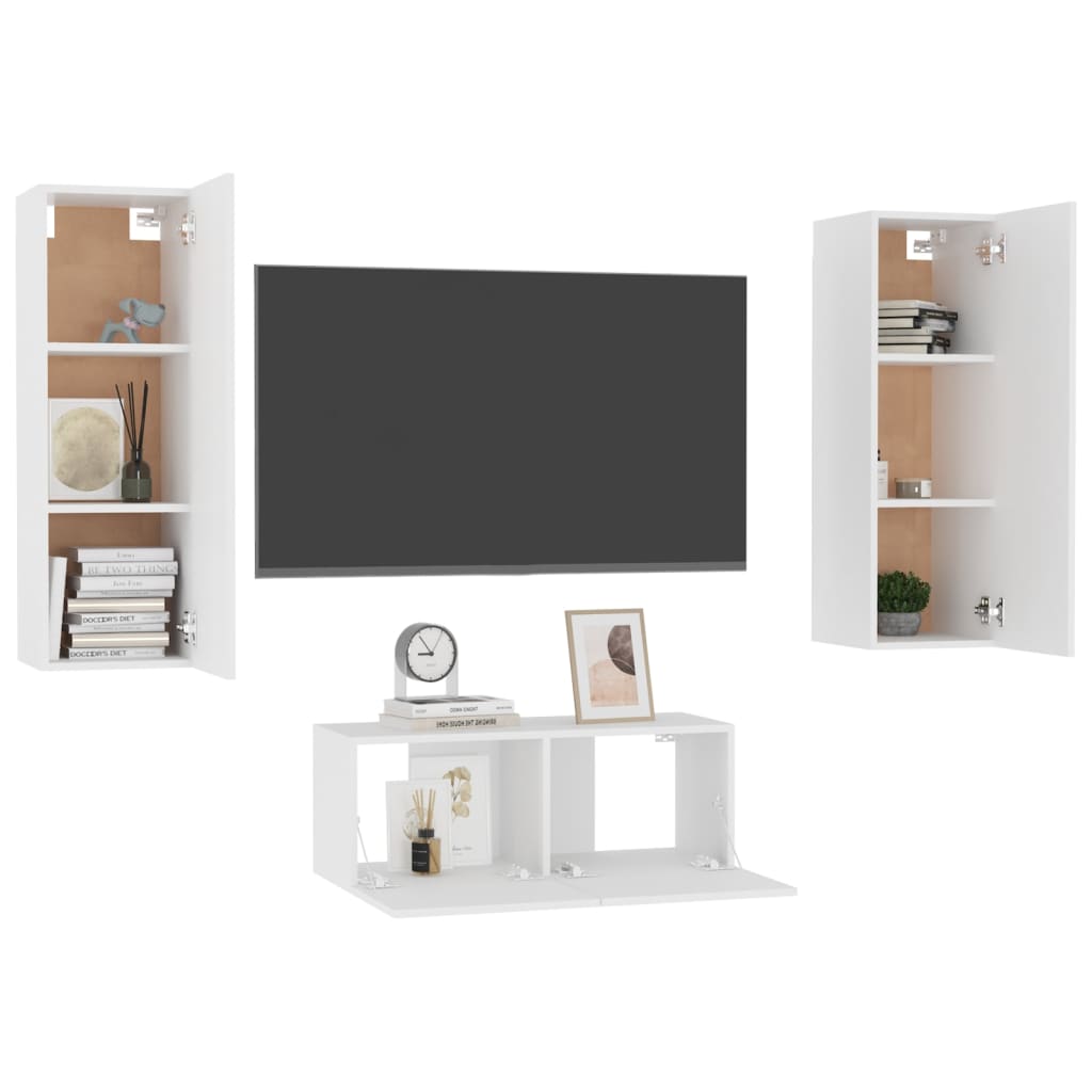 3Dílný Set Tv Skříněk Bílý Kompozitní Dřevo