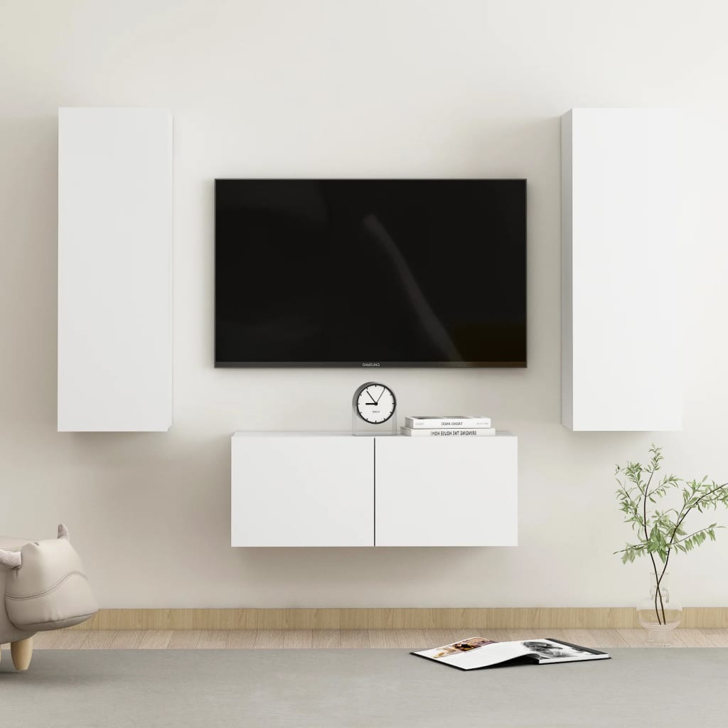 3Dílný Set Tv Skříněk Bílý Kompozitní Dřevo
