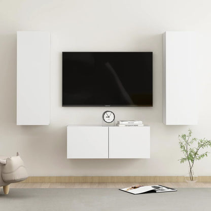 3Dílný Set Tv Skříněk Bílý Kompozitní Dřevo
