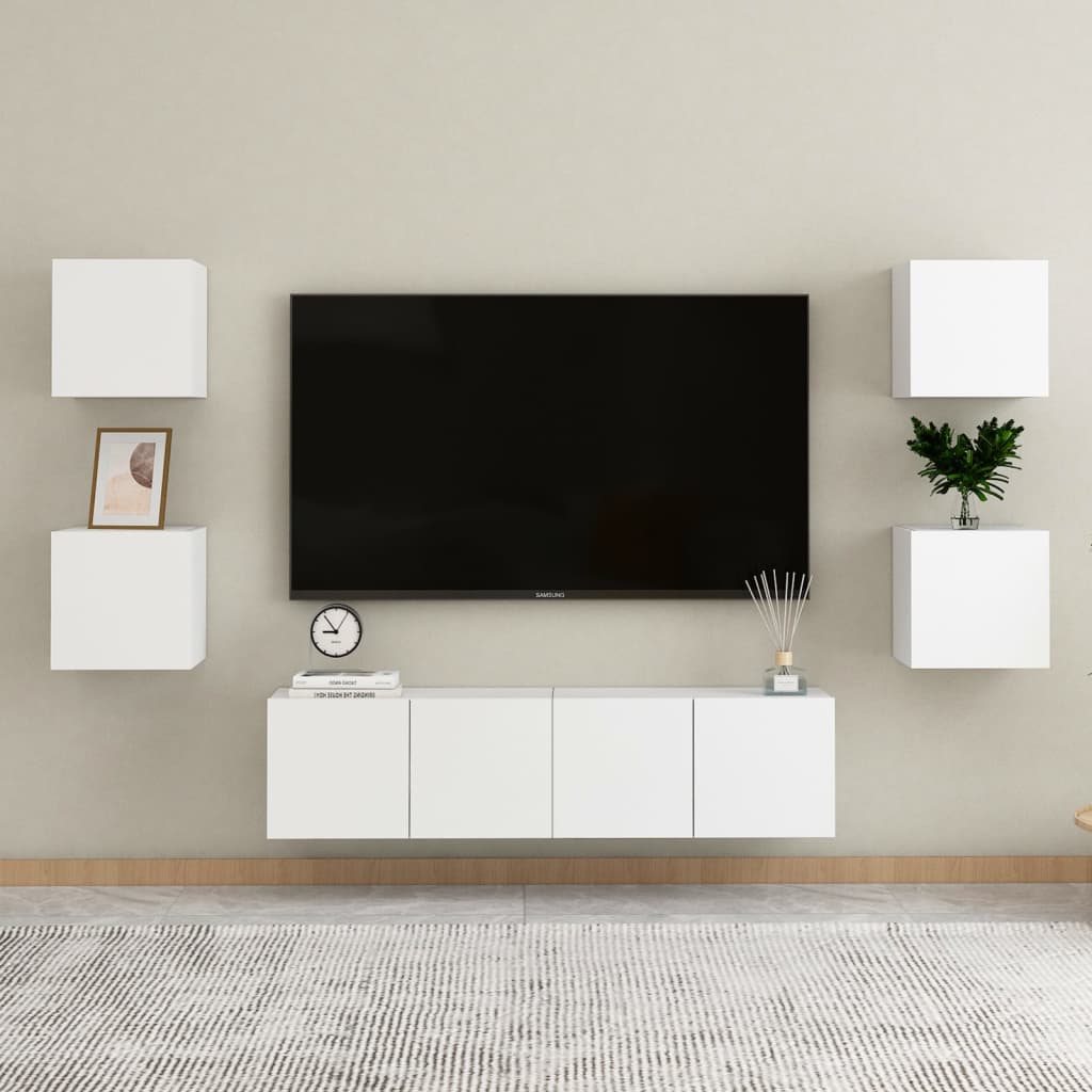 6Dílný Set Tv Skříněk Betonově Šedý Kompozitní Dřevo