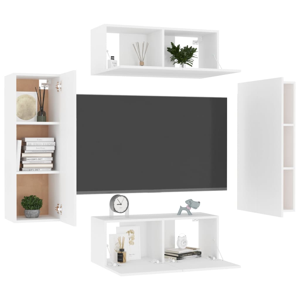 4Dílný Set Tv Skříněk Bílý Kompozitní Dřevo