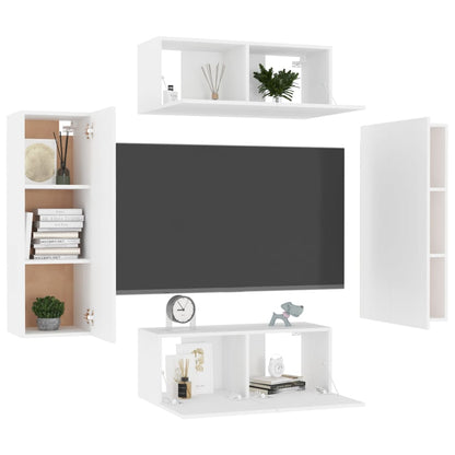 4Dílný Set Tv Skříněk Bílý Kompozitní Dřevo