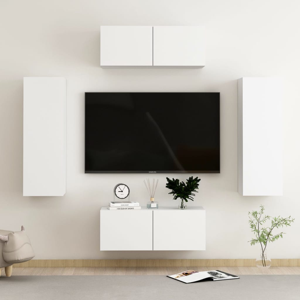 4Dílný Set Tv Skříněk Bílý Kompozitní Dřevo
