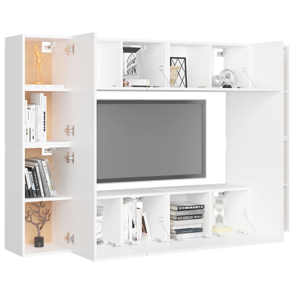 8Dílný Set Tv Skříněk Bílý Kompozitní Dřevo