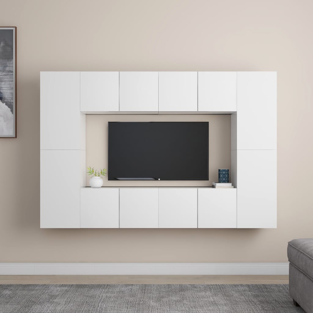 8Dílný Set Tv Skříněk Bílý Kompozitní Dřevo