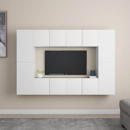 8Dílný Set Tv Skříněk Bílý Kompozitní Dřevo