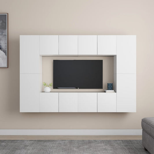 8Dílný Set Tv Skříněk Bílý Kompozitní Dřevo