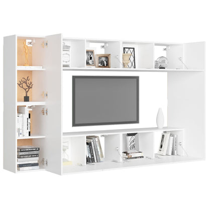 8Dílný Set Tv Skříněk Bílý Kompozitní Dřevo