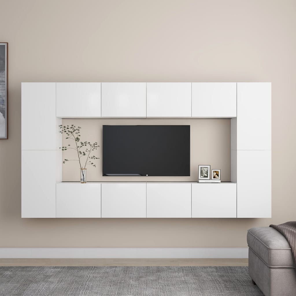 8Dílný Set Tv Skříněk Bílý Kompozitní Dřevo