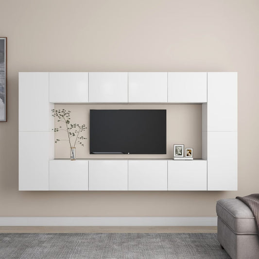 8Dílný Set Tv Skříněk Bílý Kompozitní Dřevo