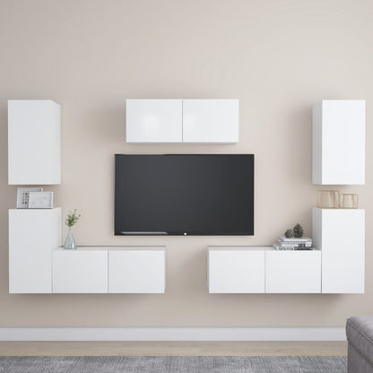 7Dílný Set Tv Skříněk Bílý Kompozitní Dřevo