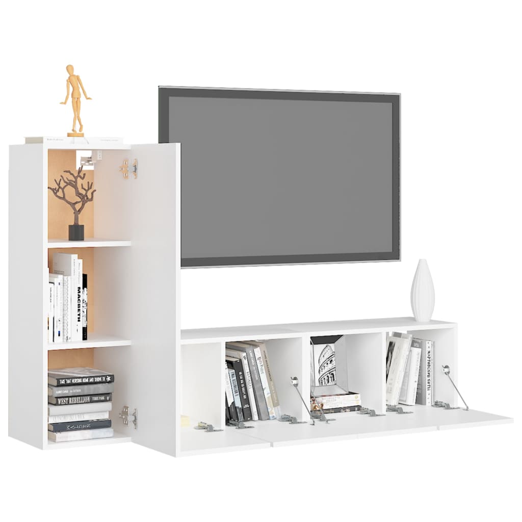3Dílný Set Tv Skříněk Bílý Kompozitní Dřevo