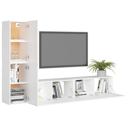4Dílný Set Tv Skříněk Bílý Kompozitní Dřevo
