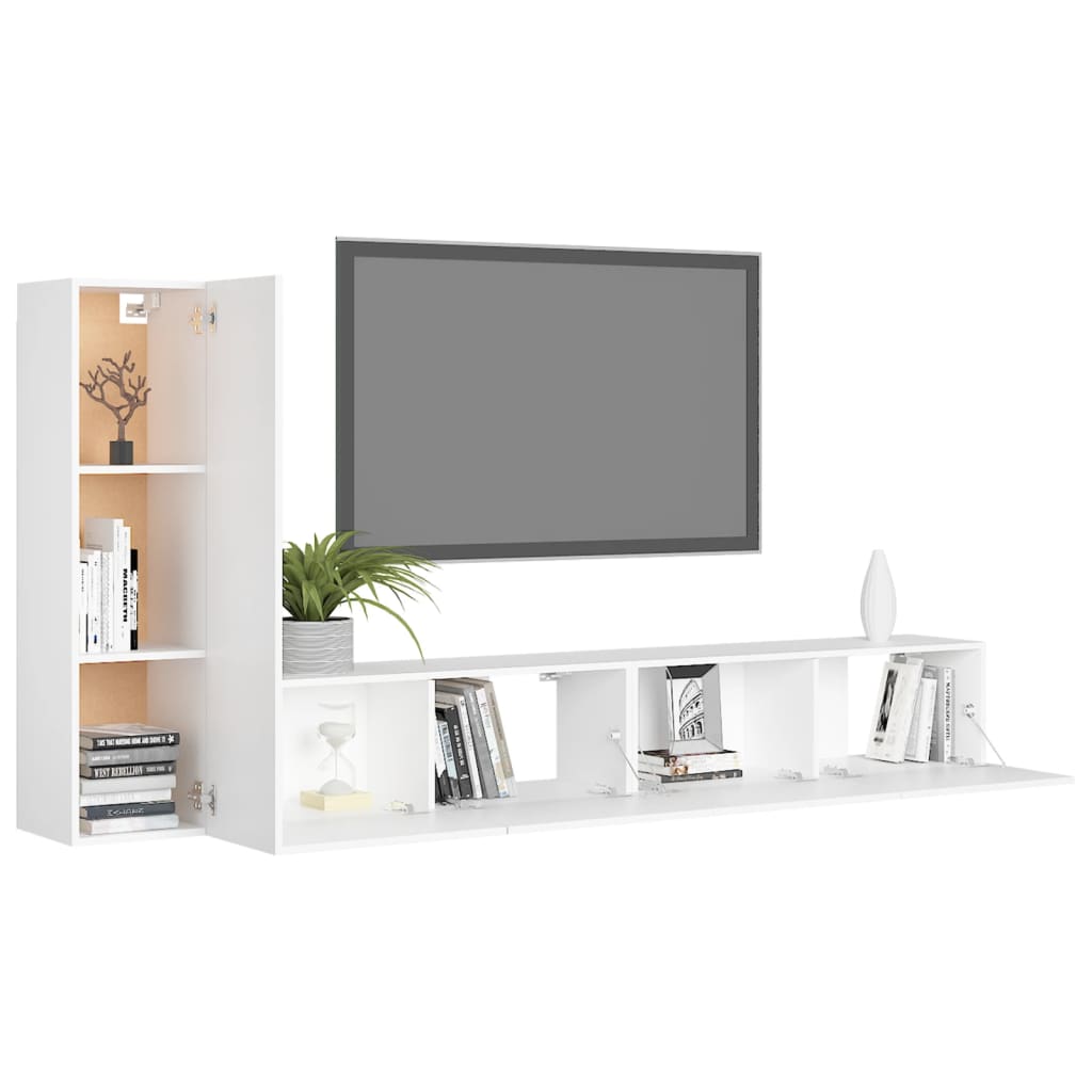 3Dílný Set Tv Skříněk Bílý Kompozitní Dřevo