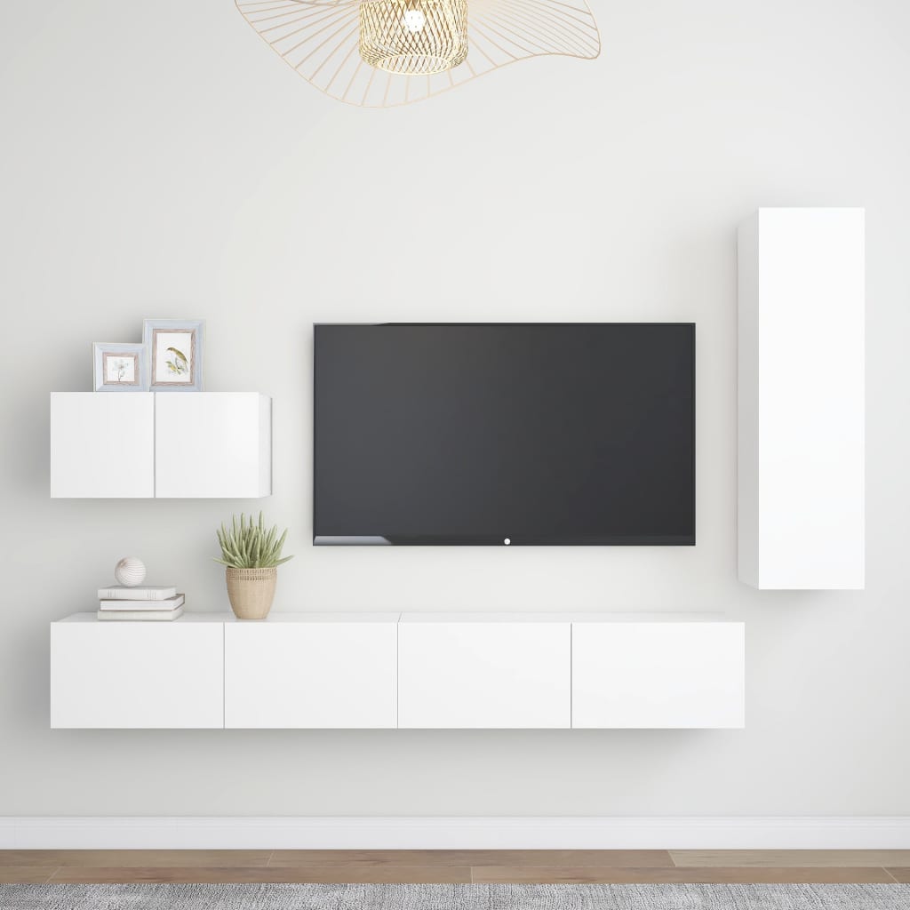4Dílný Set Tv Skříněk Betonově Šedý Kompozitní Dřevo
