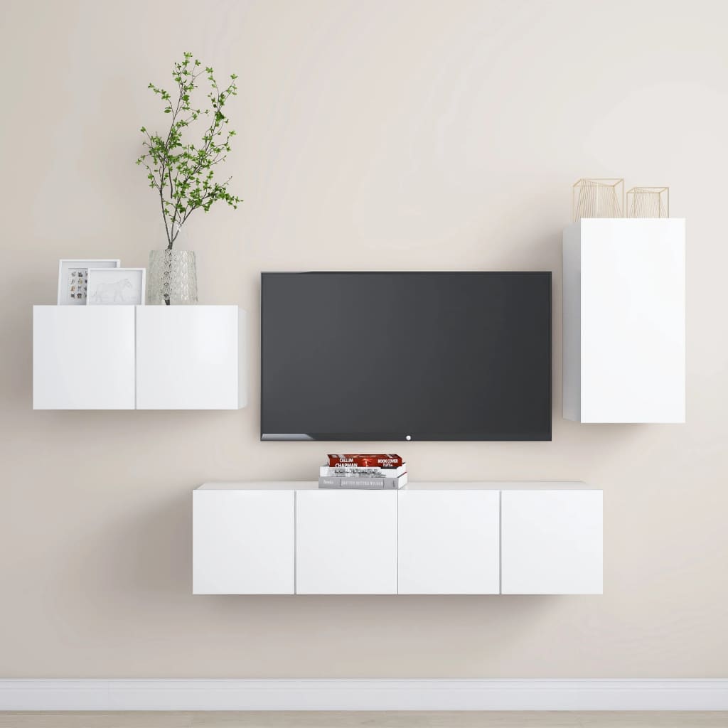 4Dílný Set Tv Skříněk Betonově Šedý Kompozitní Dřevo