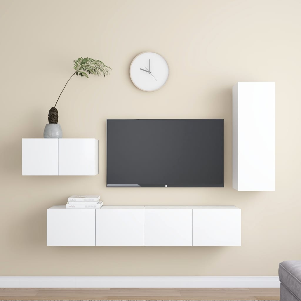 4Dílný Set Tv Skříněk Betonově Šedý Kompozitní Dřevo