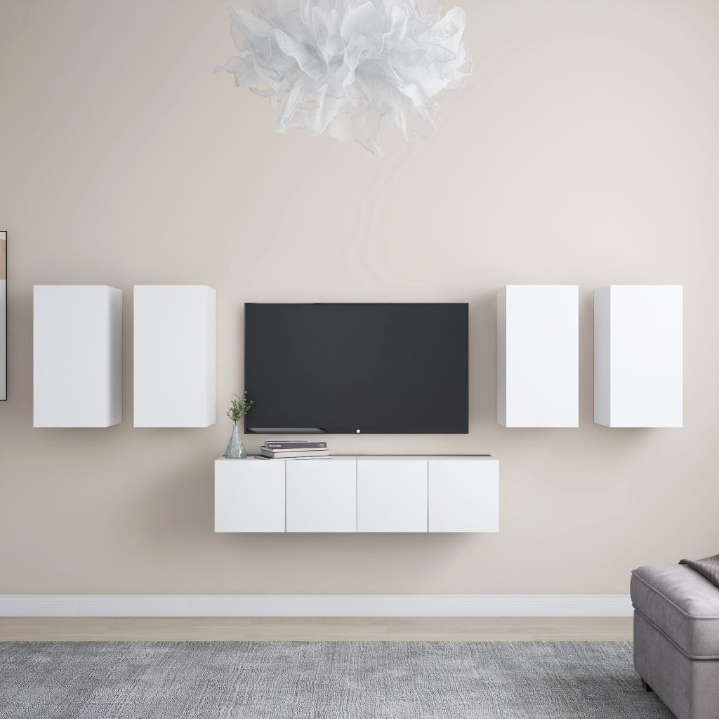 6Dílný Set Tv Skříněk Bílý Kompozitní Dřevo