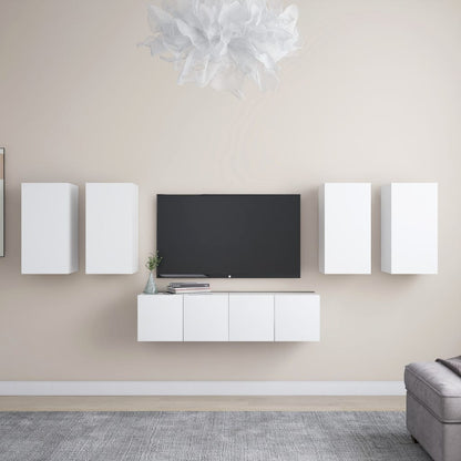 6Dílný Set Tv Skříněk Bílý Kompozitní Dřevo