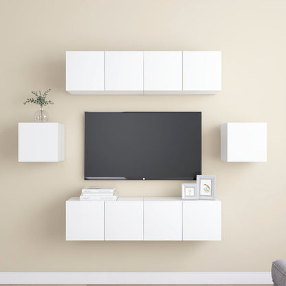 6Dílný Set Tv Skříněk Bílý Kompozitní Dřevo