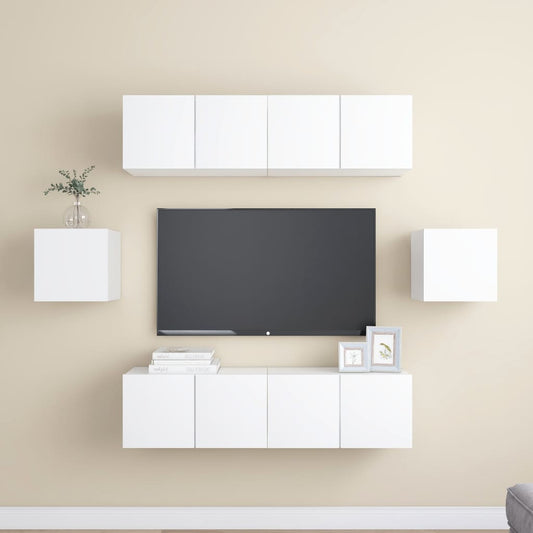 6Dílný Set Tv Skříněk Bílý Kompozitní Dřevo