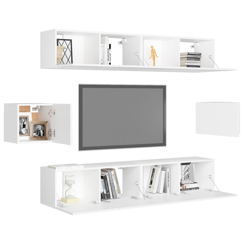 6Dílný Set Tv Skříněk Bílý Kompozitní Dřevo