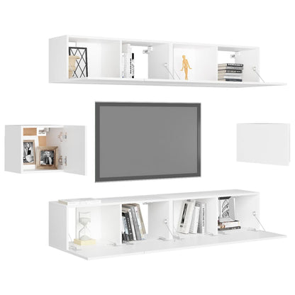 6Dílný Set Tv Skříněk Bílý Kompozitní Dřevo
